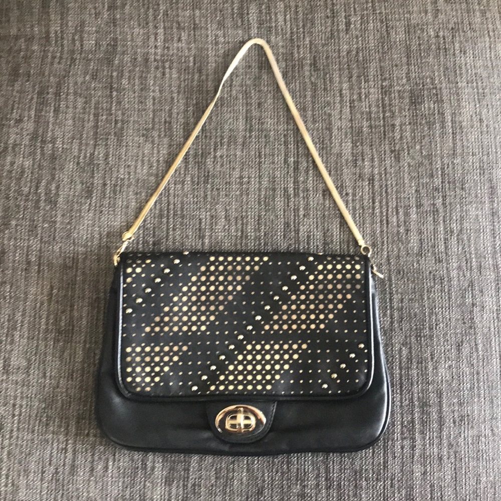 Black and gold black purse